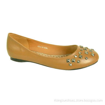 Women's Flat Casual Ballerina Shoes, Metal Rivets Decorated, Comfortable Design for Casual Occasion